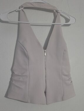 Zara White Halter Zip-Front Top